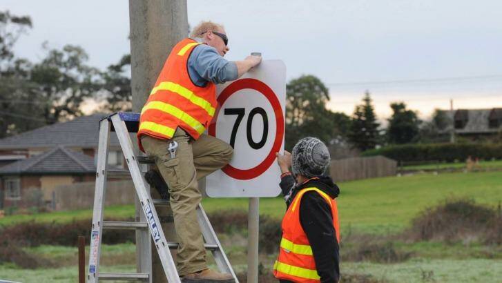 The previous government's decision to change all 70km/h to 60km/h has been dropped.  Photo: Joe Armao
