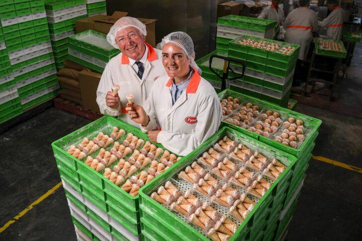 Terry Campbell and daughter Anna Campbell runs the lolly company, Fyna Foods in Hallam. 16 October 2017. The Age News. Photo: Eddie Jim.