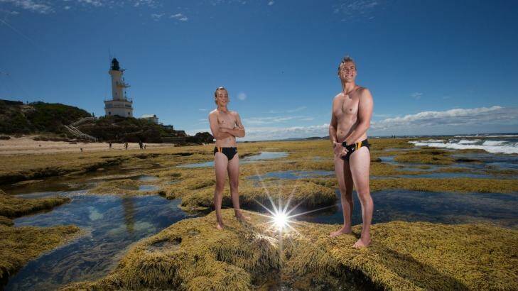 Simon Bromell and his son Ben will swim across the notorious rip from Point Nepean to Point Lonsdale.  Photo: JasonSouth