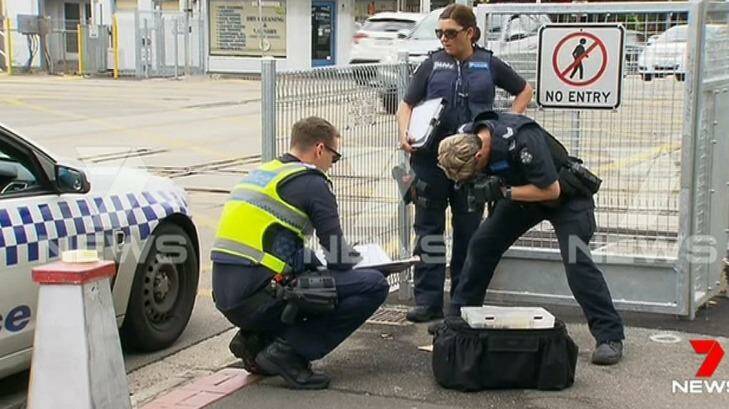 Police at the scene of the attacks at Glenhuntly railway station. Photo: Seven News