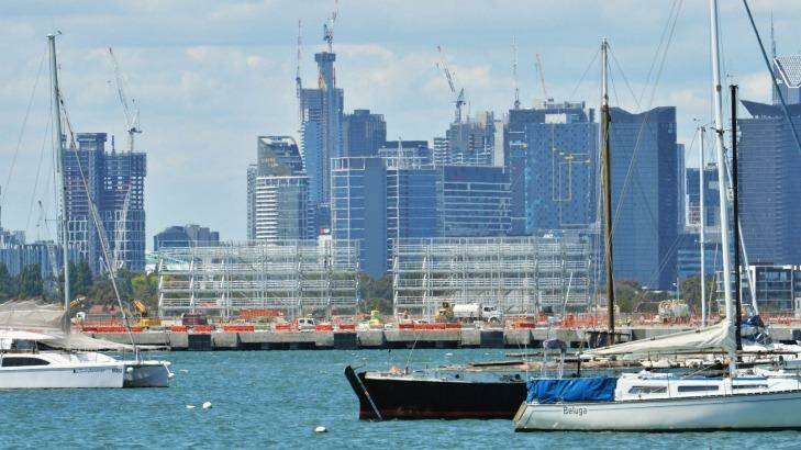 The view of the current Webb Dock redevelopment from Williamstown. Photo: Joe Armao