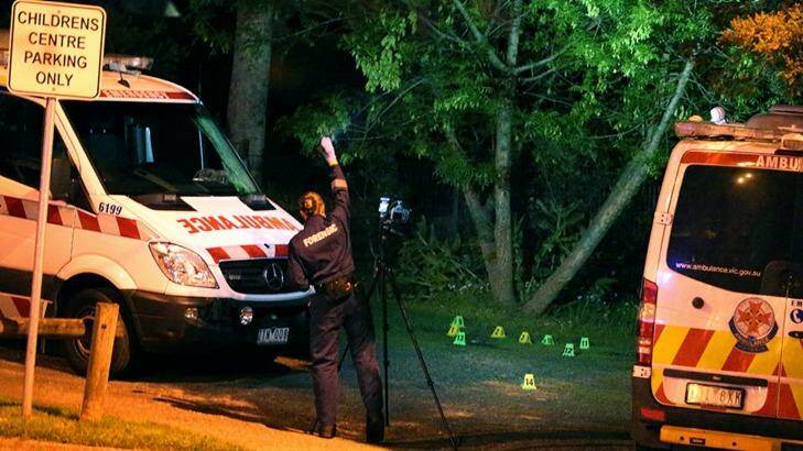 A crime scene has been established in Upper Ferntree Gully after the discovery of a man's body on Saturday afternoon. Photo: Patrick Herve