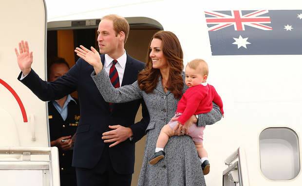 CANBERRA, AUSTRALIA - APRIL 25:  Catherine, Duchess of Cambridge, Prince William, Duke of Cambridge and Prince George of Cambridge leave Fairbairne Airbase as they head back to the UK after finishing their Royal Visit to Australia on April 25, 2014 in Canberra, Australia. The Duke and Duchess of Cambridge are on a three-week tour of Australia and New Zealand, the first official trip overseas with their son, Prince George of Cambridge.  (Photo by Mark Nolan/Getty Images) Photo: Mark Nolan
