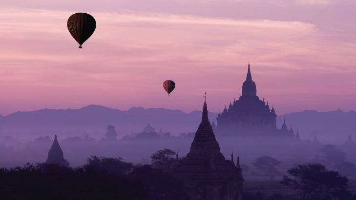 Celebrate your 50th by floating over Bagan, Burma, in a hot-air balloon.