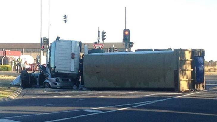 The scene of the Somerton crash. Photo: Courtesy of Nine News