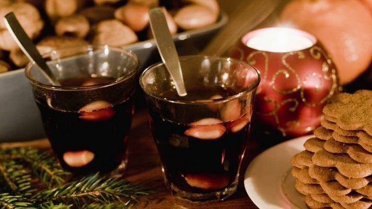 Mulled wine with gingerbread snaps - a Christmas staple in Europe.