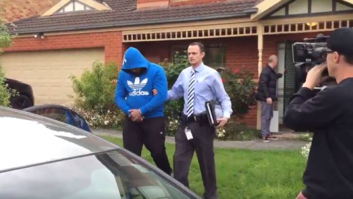 Four people have been arrested in bikie raids in Melbourne's south-east. Photo: Seven News 