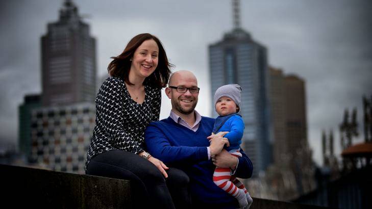 Renters Nina and Simon Cunneen with son Louis: 'Just somewhere we can live quite comfortably and happily.' Photo: Jason South
