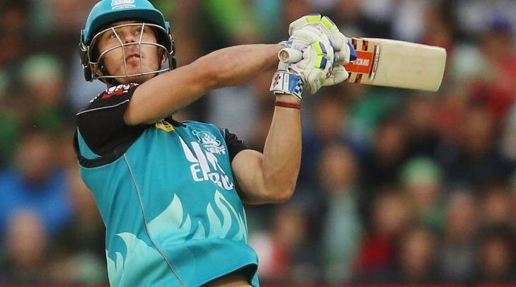 Big smash: Chris Lynn sends another one to the stands. Photo: Getty Images 