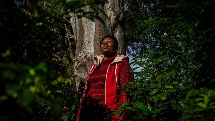 9/9/17 Franicina Nkosi, of Women Affected by Mining United in Action and Waterberg Women Advocacy Organisation from Lephale, South Africa. Photograph by Chris Hopkins