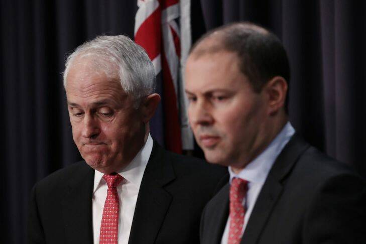 Prime Minister Malcolm Turnbull with Minister Josh Frydenberg at Parliament House in Canberra on Wednesday 6 September 2017. Fedpol. Photo: Andrew Meares 