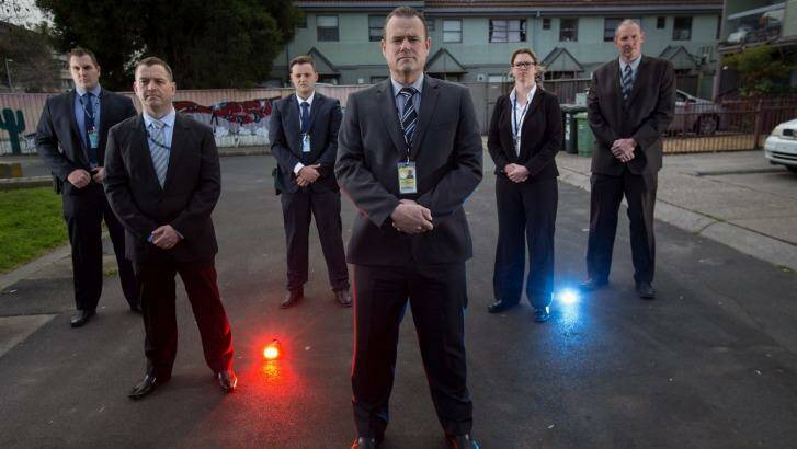 Detectives from the newly-formed North West Metro Crime Squad (L-R): First Constable Arthur Ufnalski, Detective Sergeant Ken Ramage, First Constable Thomas Asciak, Detective Senior Sergeant Jeff Cocks, Senior Constable Meagan Cornish and Detective Sergeant Craig McSwain.  Photo: Jason South