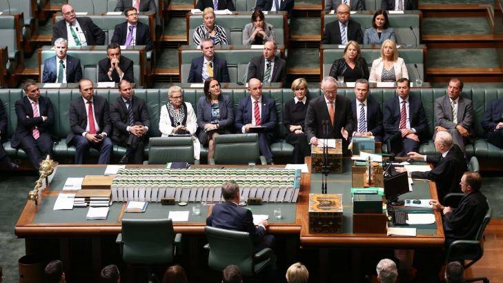 Parliament listens as Mr Turnbull details the national security situation in Australia. Photo: Andrew Meares