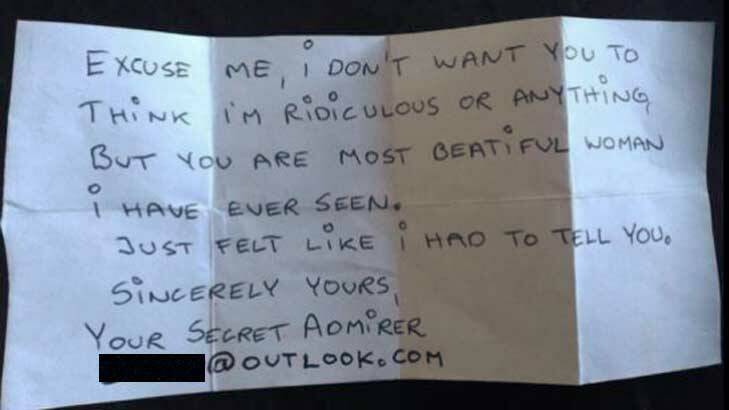 One of the notes left on a windscreen by the 'secret admirer'. The image was taken from Facebook.
