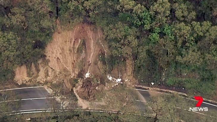Landslides have closed the Great Ocean Road.  Photo: Courtesy of Seven News