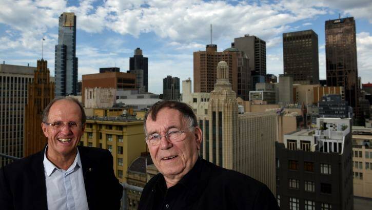 Melbourne City Council's design director Rob Adams, left, with Danish architect and urban designer Jan Gehl on Thursday.  Photo: Penny Stephens