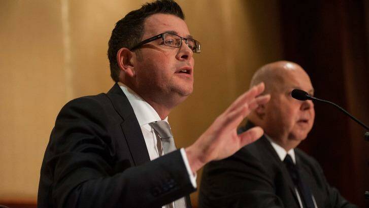 Daniel Andrews defends the settlement of the East West Link contract. Photo: Josh Robenstone