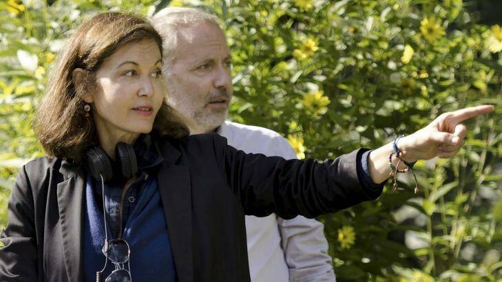 On set ... director Anne Fontaine with Fabrice Luchini. Photo: Supplied