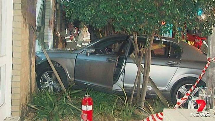 The $400,000 Bentley, after the crash. Photo: Seven News, via Twitter