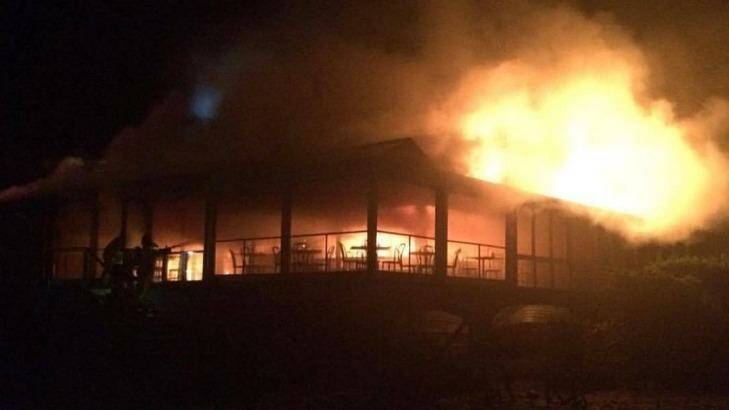 The Baths restaurant ablaze at Sorrento. Photo: Instagram