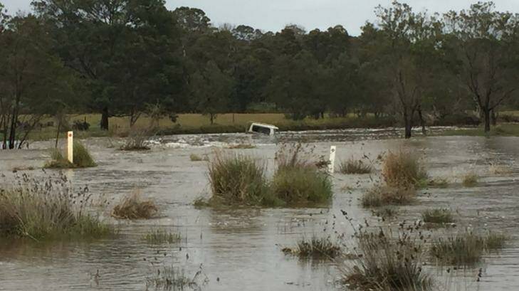 The farmer's submerged ute in Wallacedale. Photo: Supplied by Victoria Police