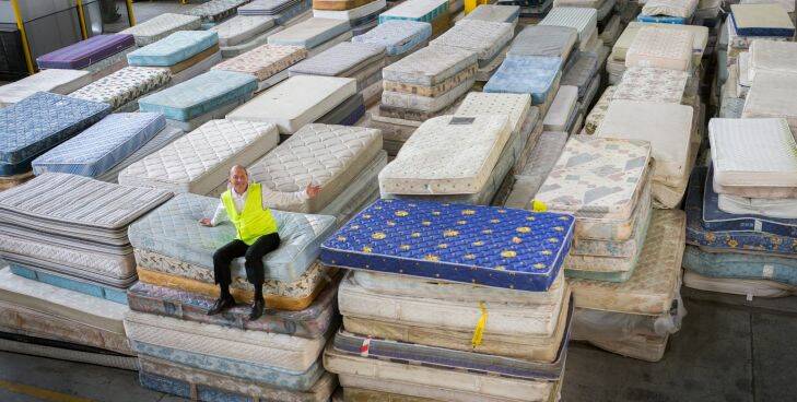 TIC Mattress Recycling Managing Director Michael Warren at their plant in Tottenham. His factory recycles 500 mattresses a day and they are among the finalists for the premiers sustainability awards. 23rd October 2017. Photo by Jason South