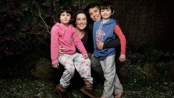 Same-sex couple Anna Viola and Belle Austriaco with their children Lily, 5, and Benji, 6, at home in Northcote.
 Photo: Paul Jeffers