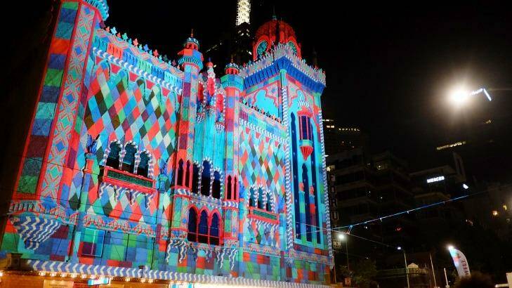 Flinders Street projections, so popular in previous years, will return tonight after a noticable absence last year. Photo: Luis Enrique Ascui