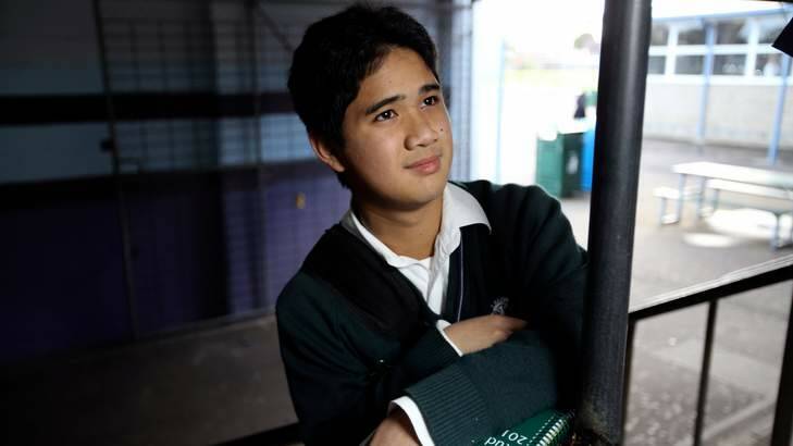Lalor Secondary College Year 10 student Ron Garcia uses the EMA program which is to be axed. Photo: Angela Wylie