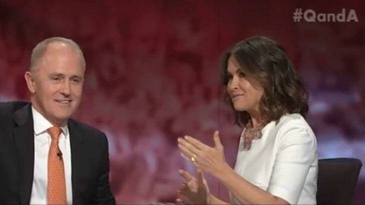 Lisa Wilkinson talks with Malcolm Turnbull on Q&A. Photo: ABC