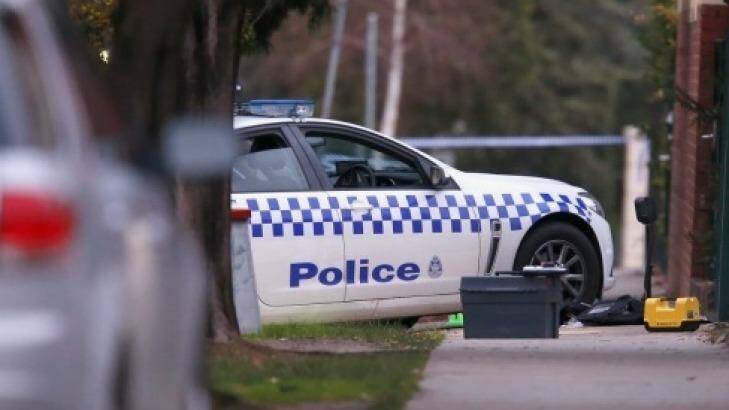 The scene in Moonee Ponds in July 2015 where Constable Ben Ashmole was shot in the head. Photo:  Darrian Traynor