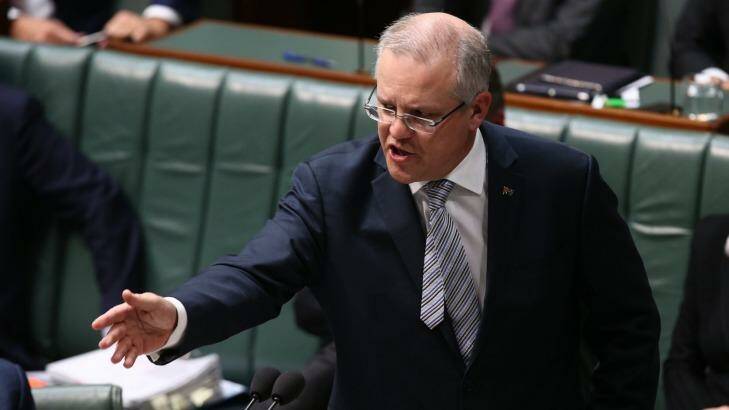 Treasurer Scott Morrison during question time on Monday. Photo: Andrew Meares