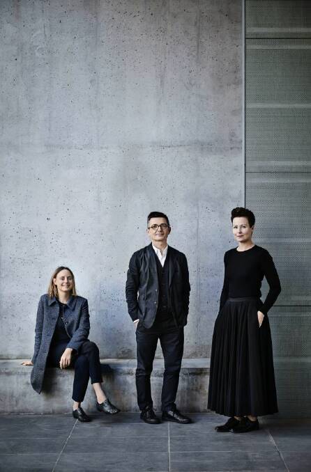 Creative directors for the 16th International?? Architecture Biennale in Venice in 2018: artist Linda Tegg, left, and architects Mauro Baracco and Louise Wright.?? 