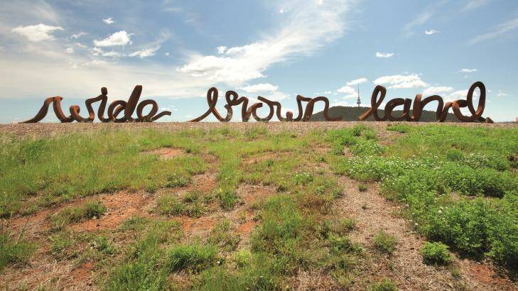 Write of passage: The ''wide brown land'' sculpture.
 Photo: The National Aboretum