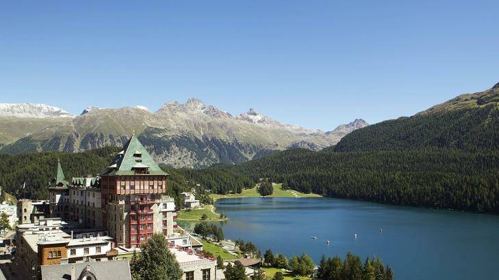 Badrutt's Palace Hotel overlooking Lake St Moritz.
