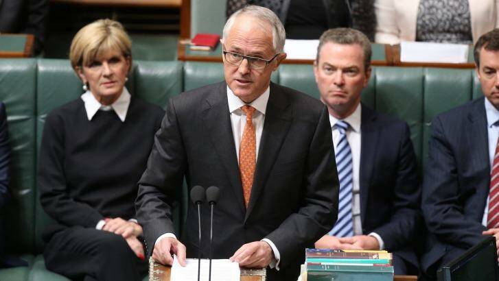 Prime Minister Malcolm Turnbull deliveres a ministerial statement on national security. Photo: Andrew Meares