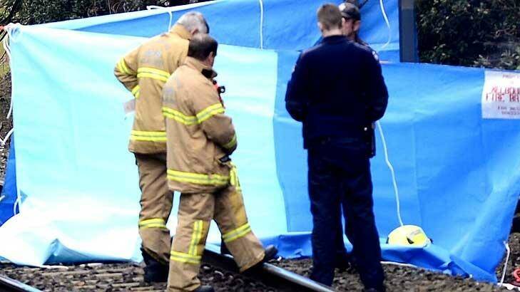 Police and fire crews examine the grisly scene. Photo: Penny Stephens