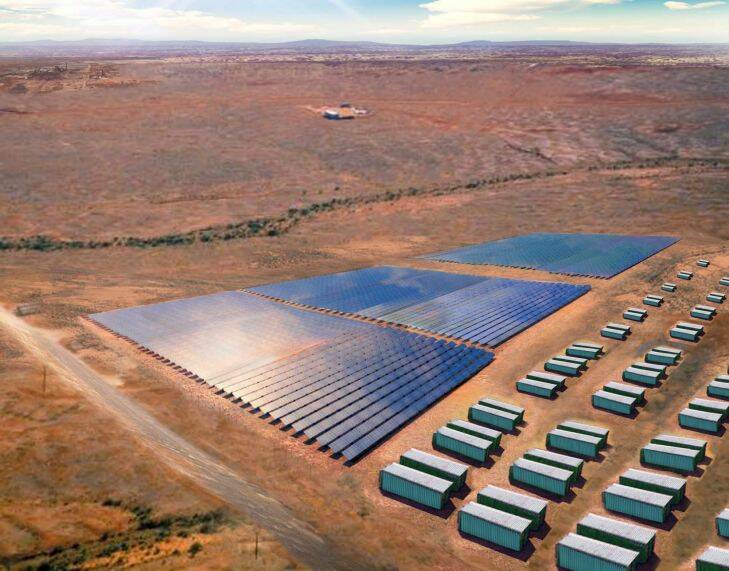 Artist impression of project with 100MW battery
image of solar and battery storage Photo: Supplied
