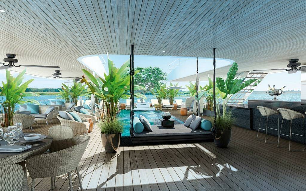 New luxury on the Mekong: The Scenic Spirit's pool deck.