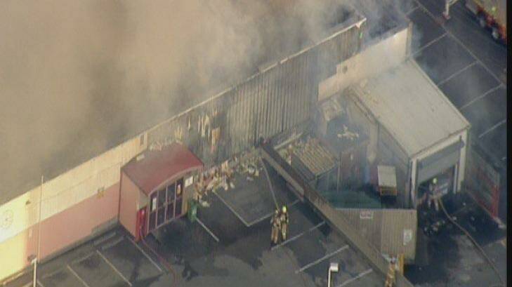 An aerial picture of the fire at Little Saigon Market.  Photo: ?@JimmyTraffic / Twitter