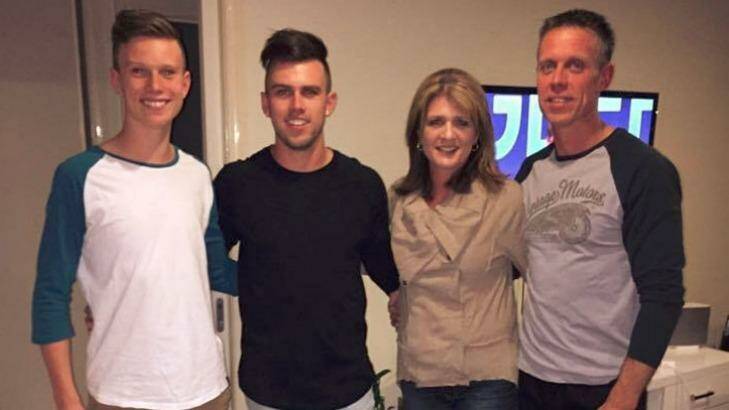 Jordy Hurdes with his mum, dad and brother. Photo: Facebook