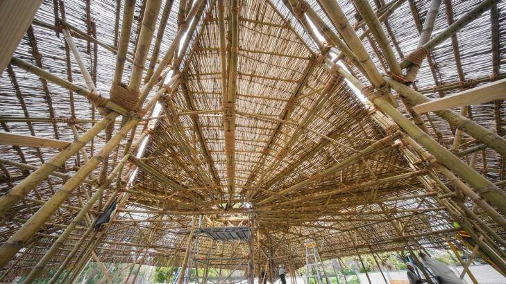 The ceiling of Bijoy Jain's hand-crafted MPavilion. Photo: John Gollings