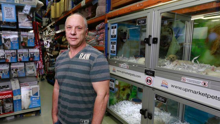 Upmarket Pets owner Greg Kirby in his CBD shop near Queen Victoria Market. Photo: Eddie Jim