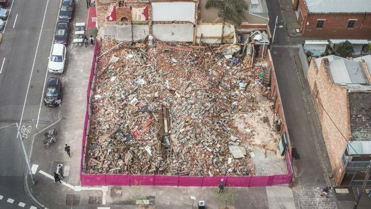 An aerial view of the site the day after the pub was demolished on 15-16 October.  Photo: Simon Schluter