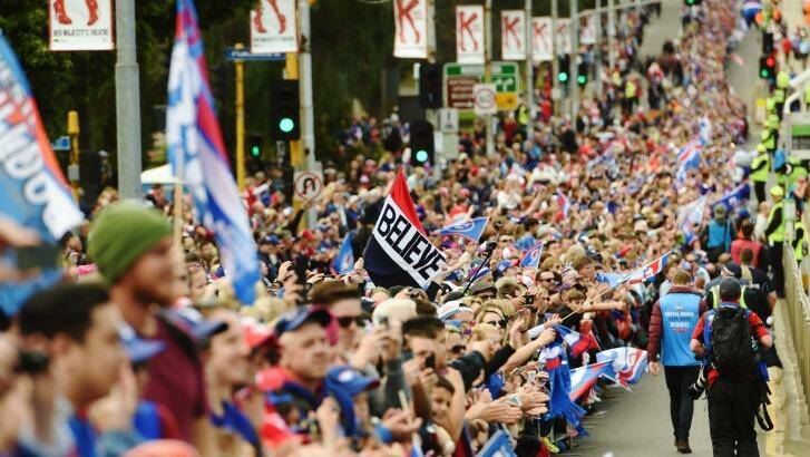 You could almost feel the sigh of desire from all those Bulldogs supporters, denied ownership of the premiership cup since the club's single great year. Photo: Justin McManus