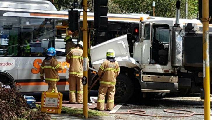 Emergency crews at the scene of the bus crash. Photo: Courtesy of Ten News