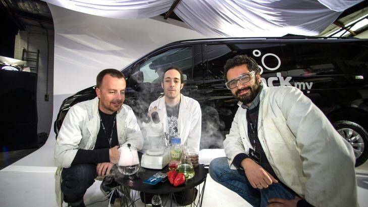 The BioHack Van trio of James Bush, Meow-Ludo Meow Meow and Enrico Penzo want to put a scientific lab in a van. Photo: Meredith O'Shea