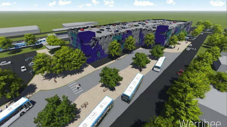A design by Guymer Bailey architects for a proposed multi-storey car park at Werribee railway station   Photo: Supplied