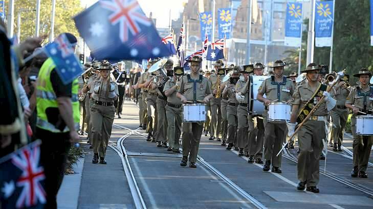 Music to the ears of the Anzac day crowd. Photo: Angela Wylie