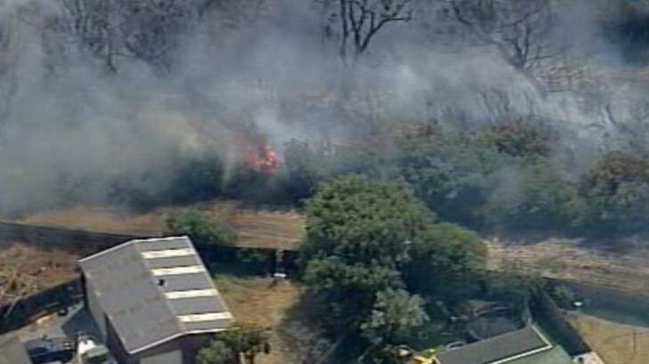 The fire at Carrum Downs burnt close to homes. Photo: Twitter/@KristyMayr7